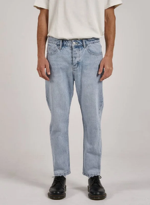 Custom Pants For Active Lifestyle-Chopped Denim Jean - Ash Blue