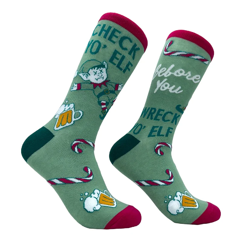 Personalized Socks For Warmth-Women's Check Yo Elf Before You Wreck Yo Elf Socks