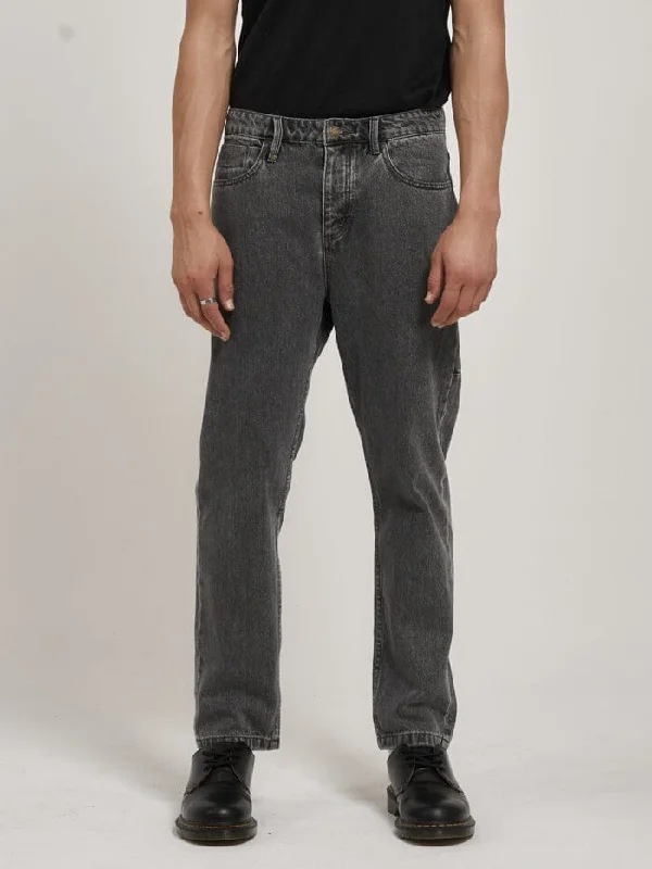 Personalized Pants For Holiday Travel-Straight Line Denim Jean - Asphalt Grey