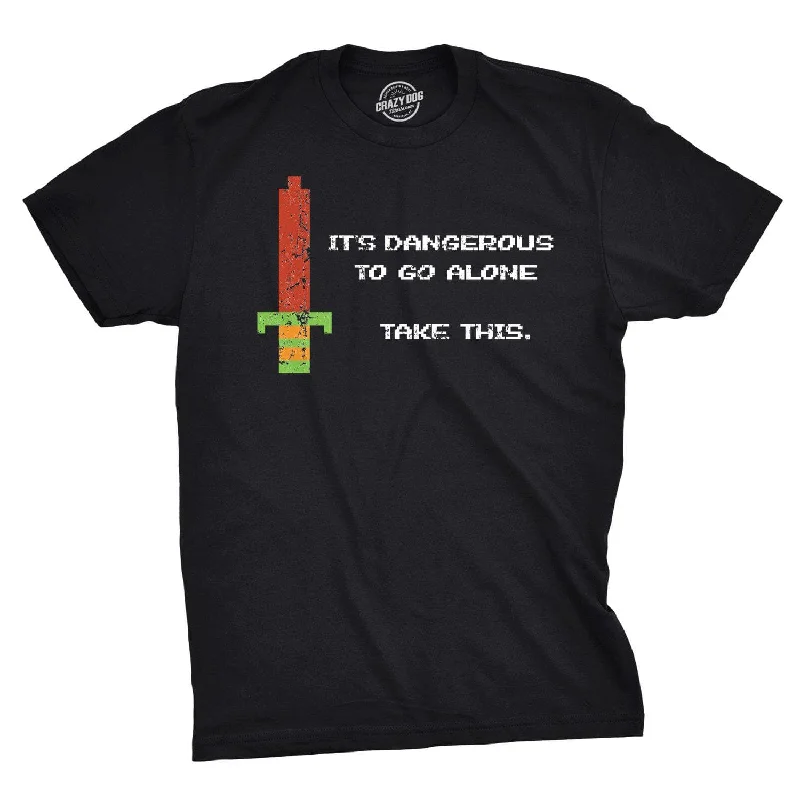 Funny Custom T-Shirt For Boys-It's Dangerous To Go Alone Men's T Shirt