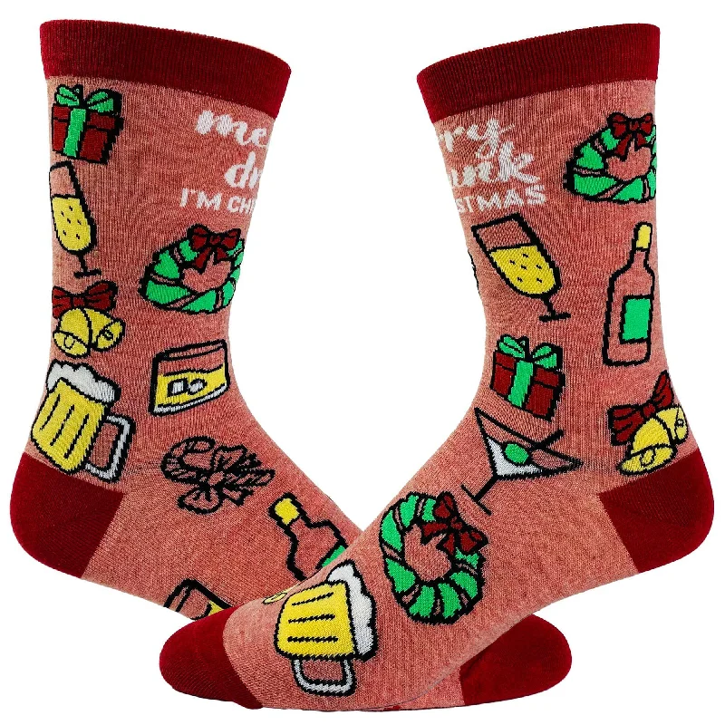 Personalized Socks For Active Lifestyles-Women's Merry Drunkmas Socks