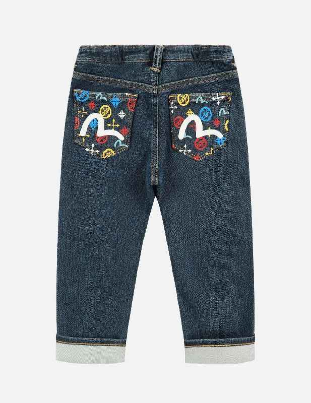 Custom Pants For Adventure Trips-Denim Jeans with Logo-Pattern Print Pockets