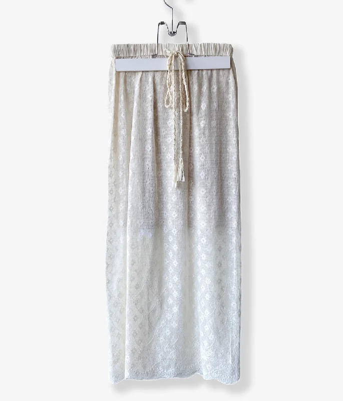 Custom Pants For Travel Comfort-nowos/LACE SKIRT(IVORY)