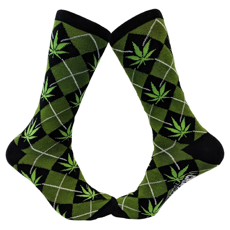 Personalized Socks For Hiking-Argyle Marijuana Socks