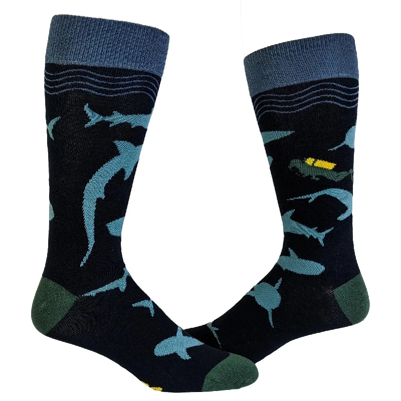 Custom Socks For Active Sports-Mens Scuba Sharks Socks