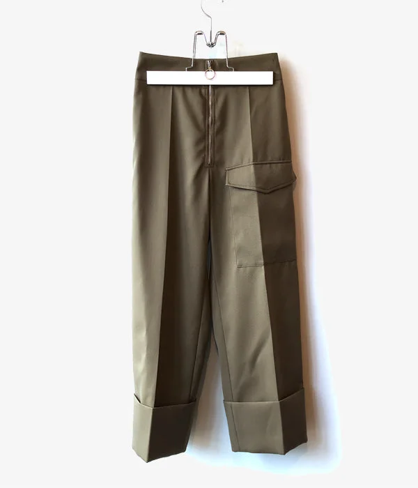 Personalized Pants For Casual Days-PHEENY/HARD TWILL ZIP SLACKS(KHAKI)