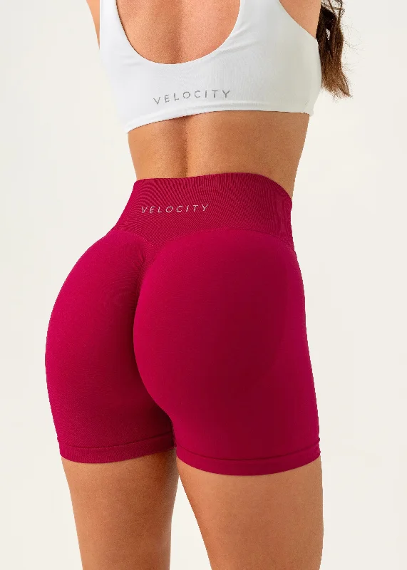 Custom Shorts For Lazy Weekend Wear-ULTIMATE SEAMLESS SCRUNCH SHORTS MINI - RASPBERRY