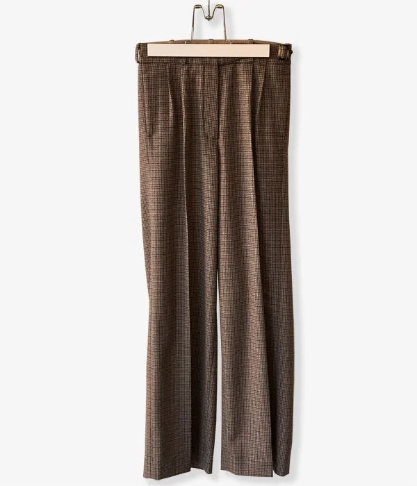 Custom Pants For Fitness Training-WRYHT/BELTED SACK TROUSER(COGNAC PLAID)