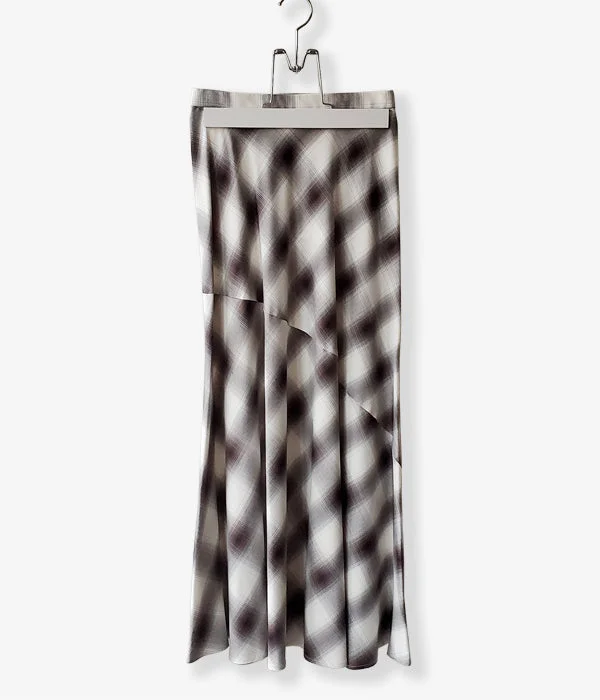 Personalized Pants For College Events-PHEENY/RAYON OMBRE CHECK BIAS SKIRT(CHARCOAL)