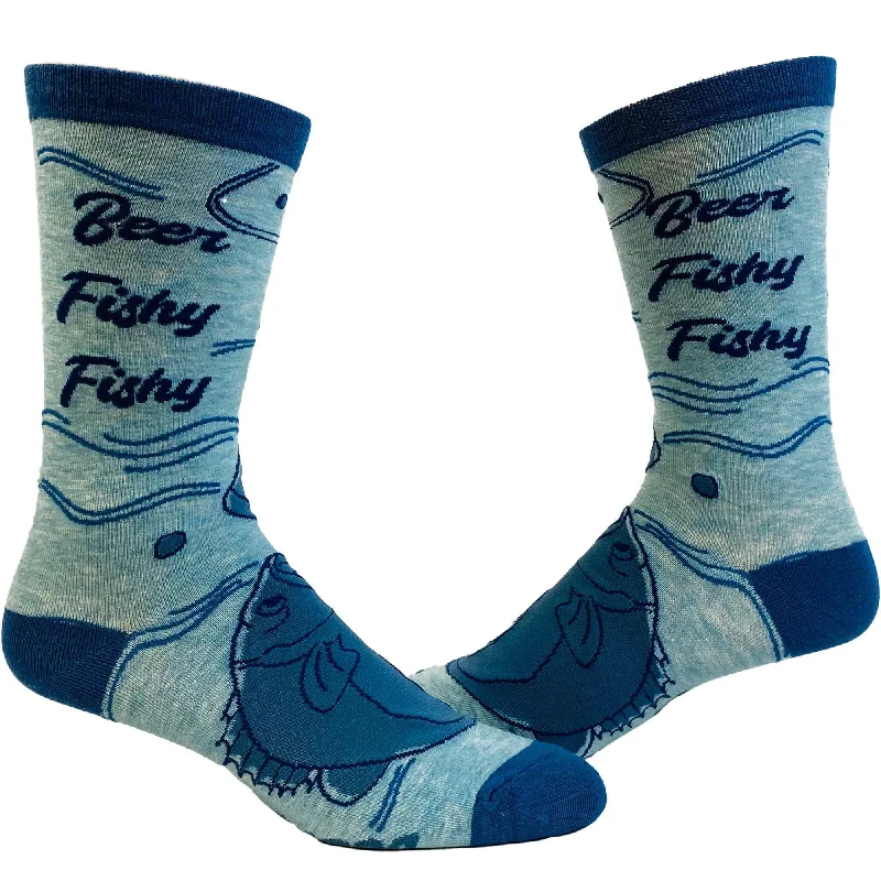 Custom Socks For Hiking Adventures-Men's Beer Fishy Fishy Socks