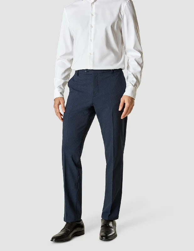 Custom Pants For Team Sports Fans-Essential Suit Pants Slim Navy Melange