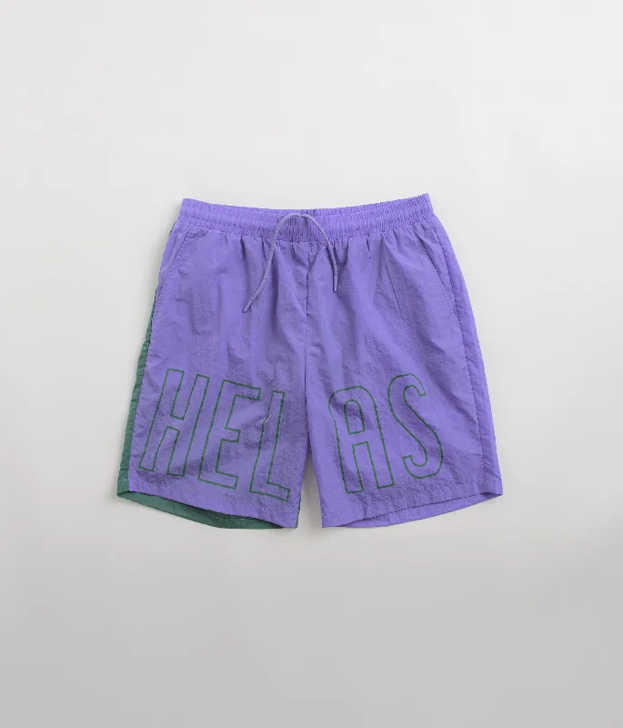 Personalized Shorts For Beach Day-Helas Negative Swim Shorts - Purple / Green