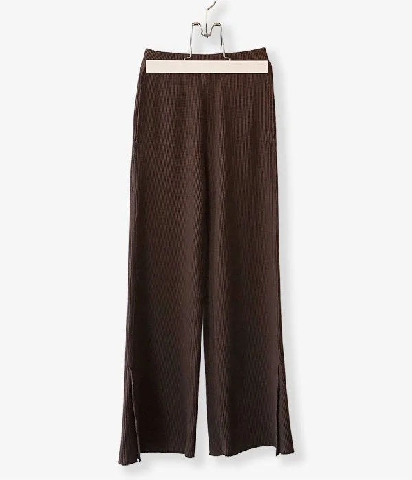 Custom Pants For Sports Activities-PHEENY/T/C BIG WAFFLE SIDE SLIT PANTS(BROWN)