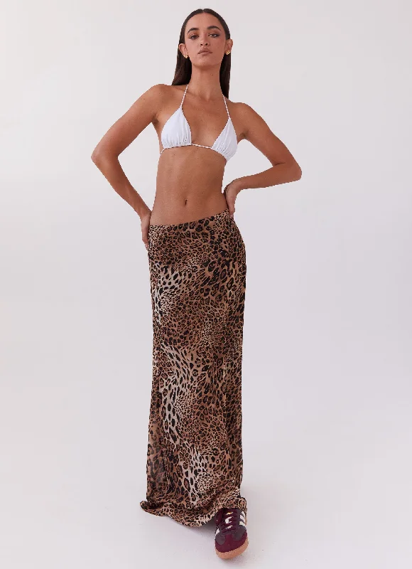 Custom Printed Shorts For Walking-Violetta Maxi Skirt - Leopard