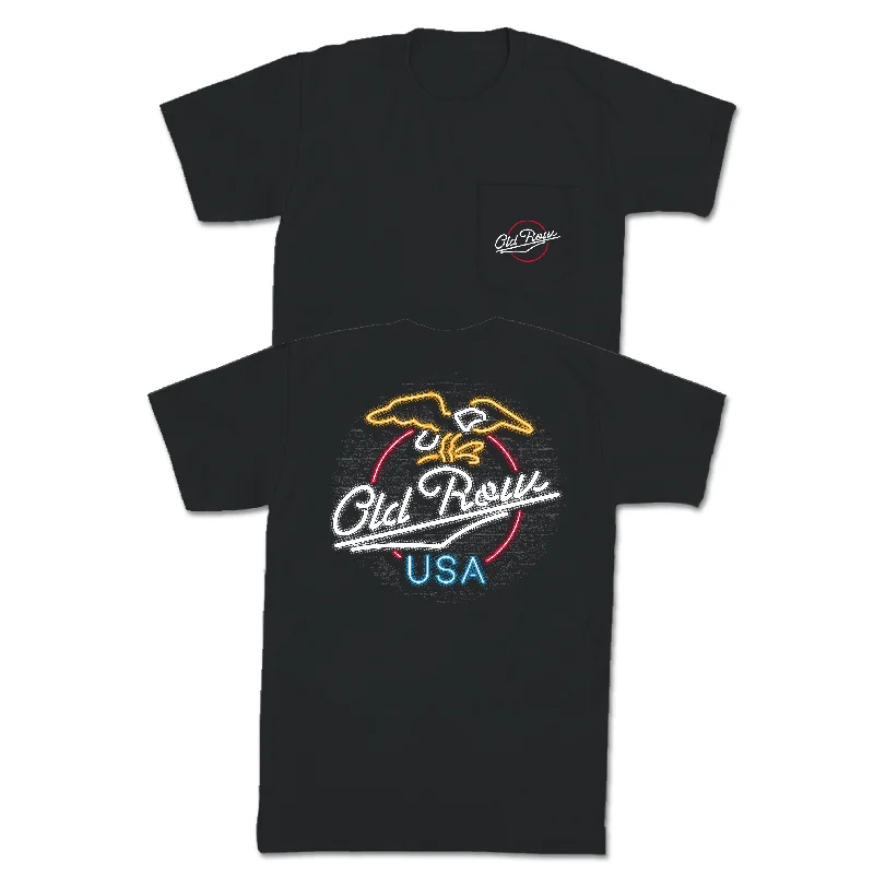 Personalized T-Shirt With Custom Colors-USA Eagle Neon Pocket Tee