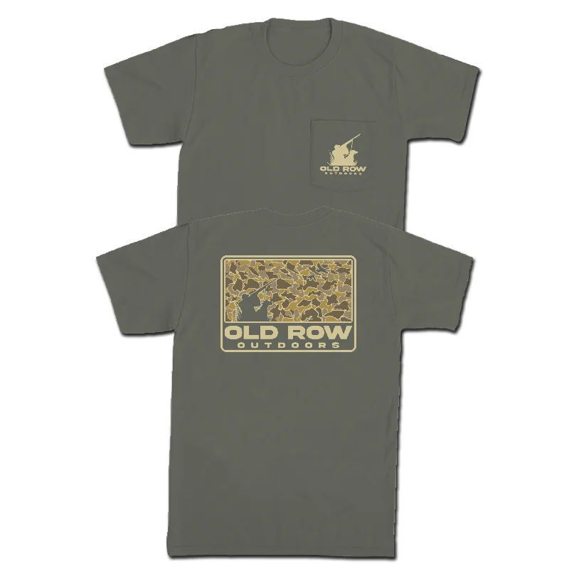 Custom T-Shirt With Team Slogan-Old Row Outdoors 80s Camo Pocket Tee