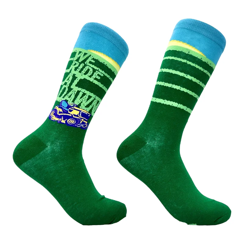 Personalized Socks For Outdoor Activities-Men's We Ride At Dawn Grass Socks