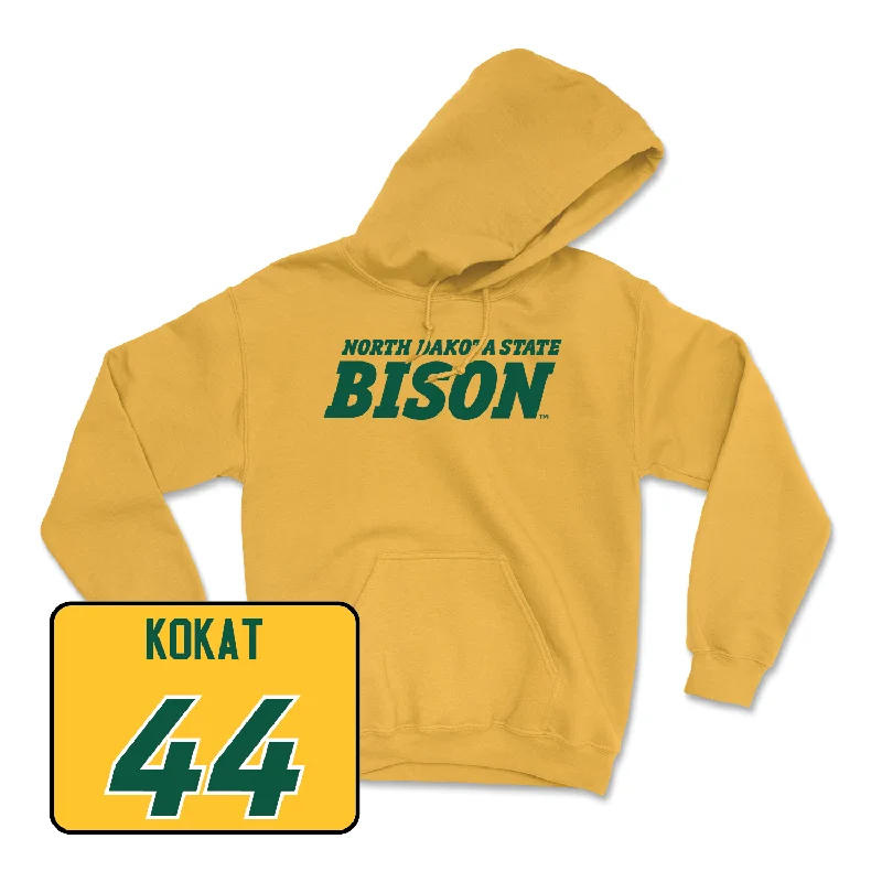 Personalized Hoodies For School Events-Gold Football Bison Hoodie - Luke Kokat