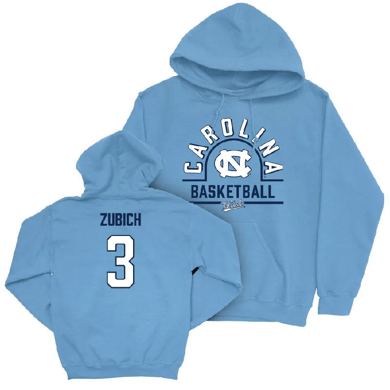 Custom Hoodies For Team Spirit-UNC Women's Basketball Carolina Blue Classic Hoodie  - Jordan Zubich