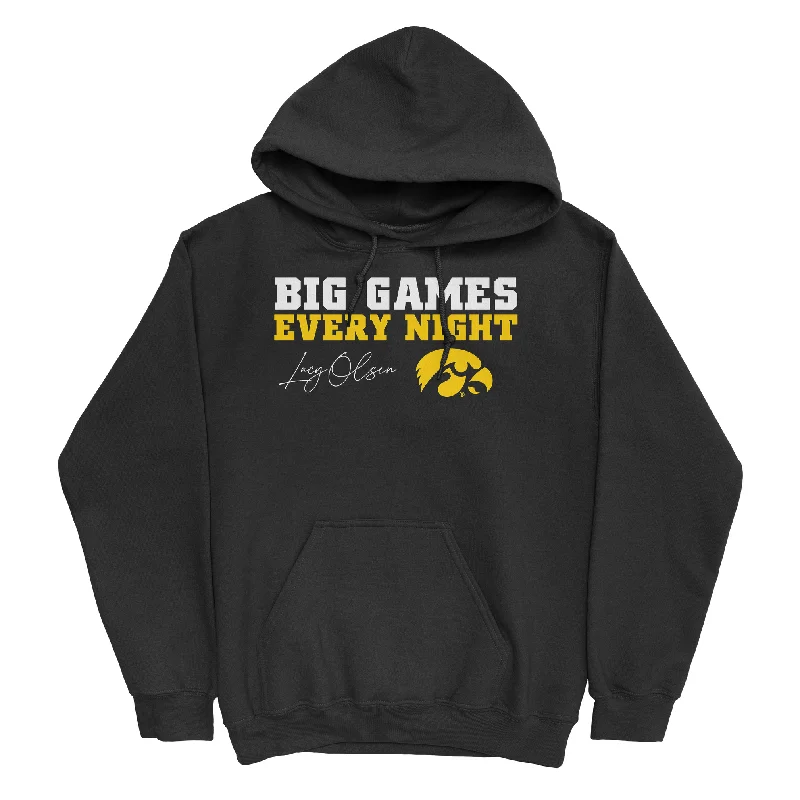 Custom Hoodies For Hiking And Camping-EXCLUSIVE RELEASE: Lucy Olsen "Big Games Every Night" Black Hoodie