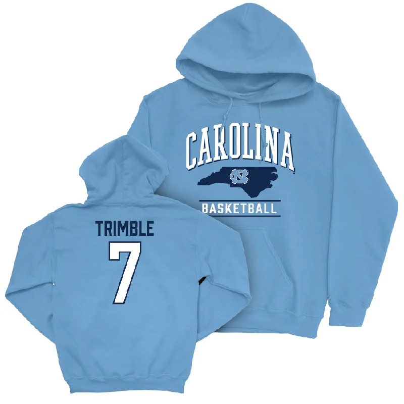 Personalized Hoodies For Family Photos-UNC Men's Basketball Carolina Blue Arch Hoodie - Seth Trimble