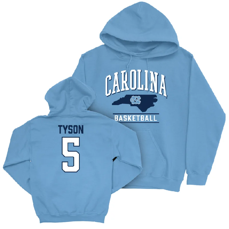 Custom Hoodies For Holiday Gifts-UNC Men's Basketball Carolina Blue Arch Hoodie  - Cade Tyson