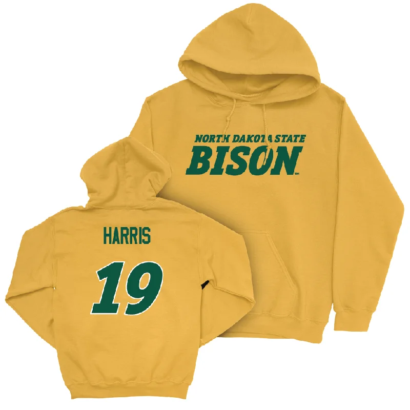 Custom Hoodies For Team Support-Gold Football Bison Hoodie - Chris Harris | #19