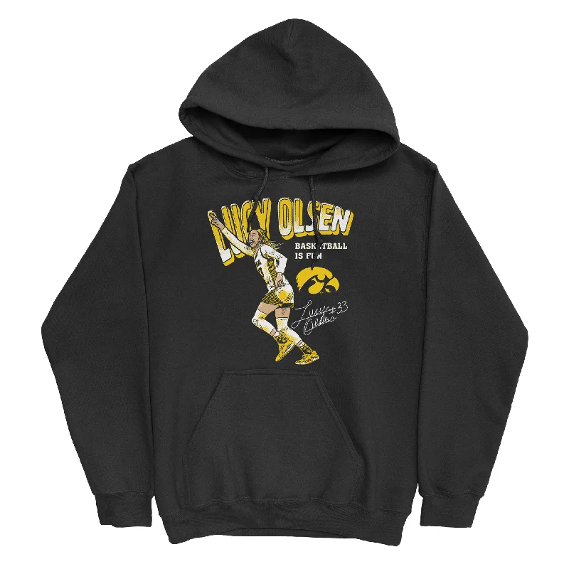 Custom Hoodies For New Year’s Eve-EXCLUSIVE RELEASE: Lucy Olsen "Basketball is Fun" Cartoon Black Hoodie