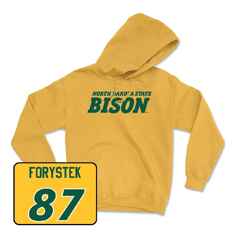 Custom Hoodies For Birthday Gifts-Gold Football Bison Hoodie - Nate Forystek