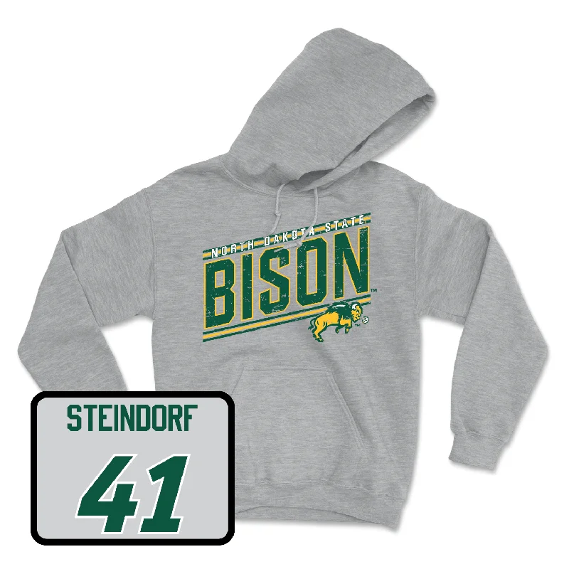 Personalized Hoodies For Summer Vacations-Sport Grey Football Vintage Hoodie - Kaedin Steindorf