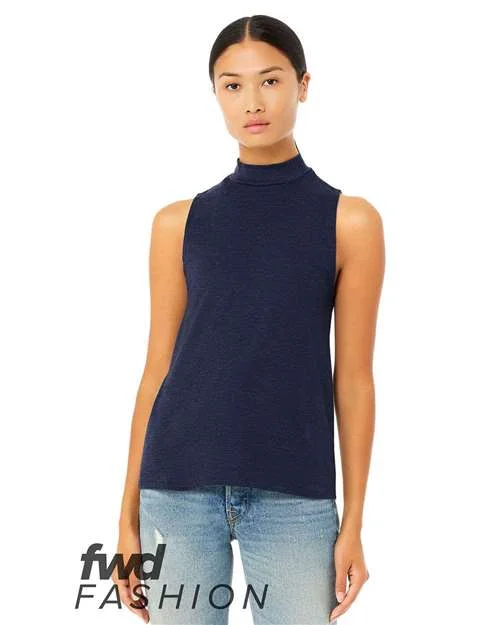 Custom Tank Tops For Fashion-Bella + Canvas 6807 FWD Fashion Women's Mock Neck Tank - Heather Navy