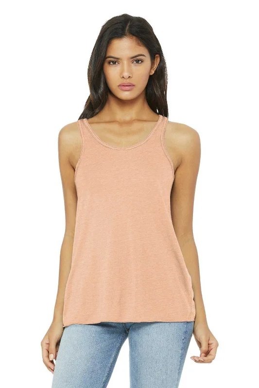 Personalized Tank Tops For College Gatherings-Bella + Canvas 8800 Women's Flowy Racerback Tank - Peach Slub