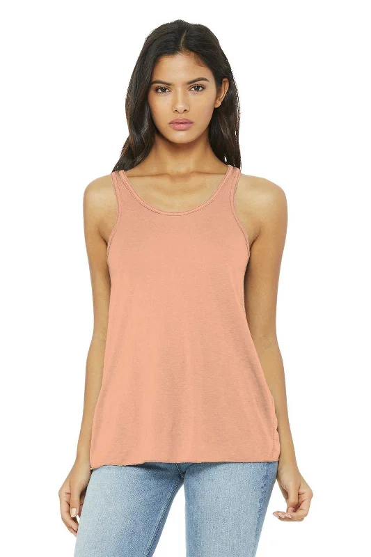 Custom Tank Tops For Beach Vacations-Bella + Canvas 8800 Women's Flowy Racerback Tank - Peach