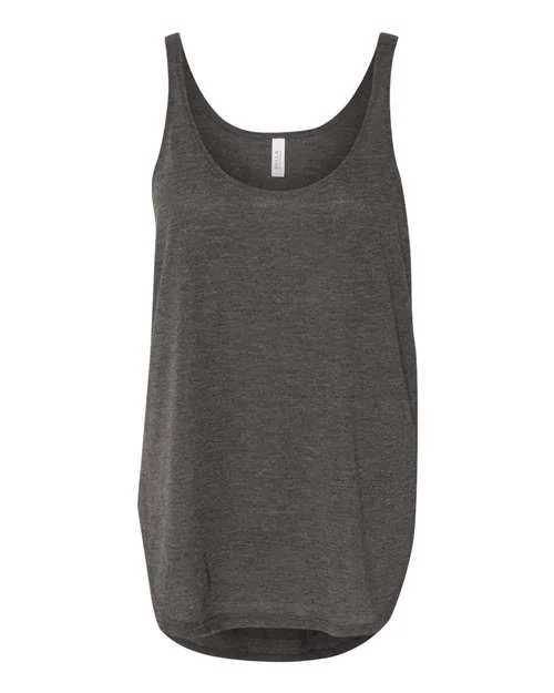 Custom Tank Tops For Team Bonding-Bella + Canvas 8802 Women's Flowy Tank with Side Slit - Dark Grey Heather