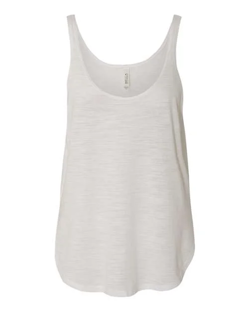 Custom Tank Tops For Fall Fashion-Bella + Canvas 8802 Women's Flowy Tank with Side Slit - White Slub