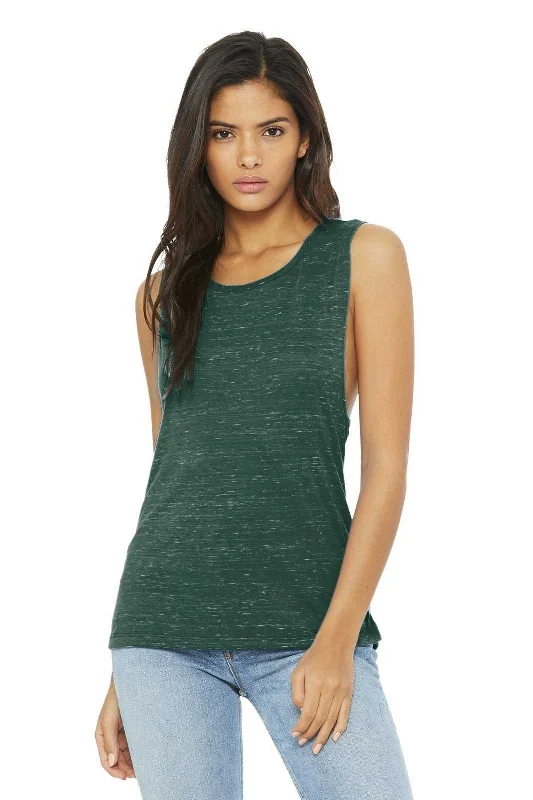 Custom Tank Tops For Workout Apparel-Bella + Canvas 8803 Women's Flowy Scoop Muscle Tank - Forest Marble