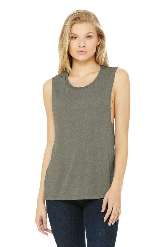 Personalized Tank Tops For Cross-Training-Bella + Canvas 8803 Women's Flowy Scoop Muscle Tank - Heather Stone