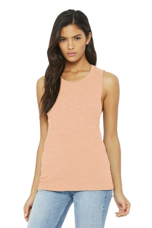 Personalized Tank Tops For Spring Fashion-Bella + Canvas 8803 Women's Flowy Scoop Muscle Tank - Peach Slub