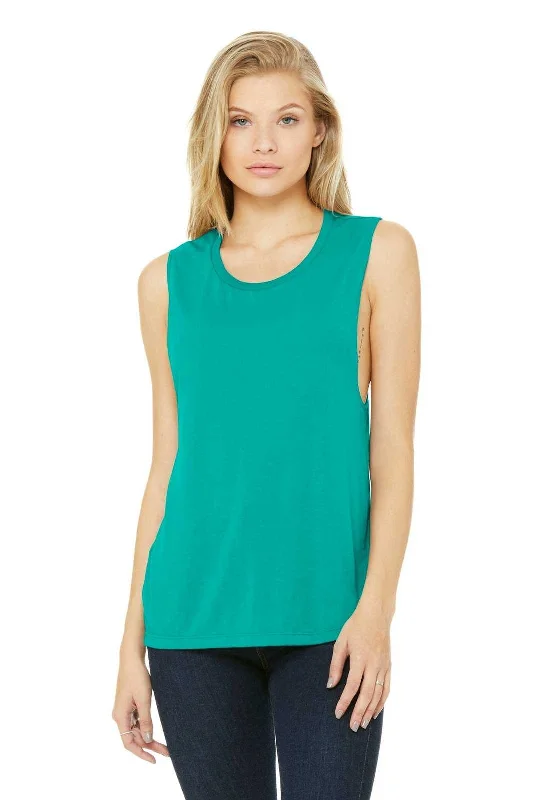 Personalized Tank Tops For School Trips-Bella + Canvas 8803 Women's Flowy Scoop Muscle Tank - Teal