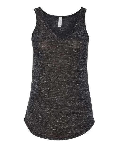 Custom Tank Tops For Active Lifestyle-Bella + Canvas 8805 Women's Flowy V-Neck Tank - Black Marble