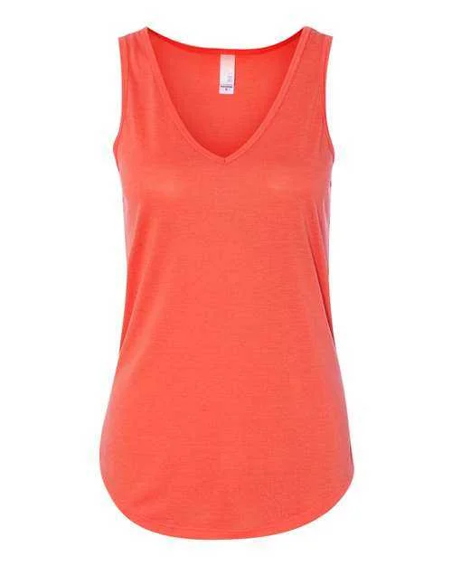 Personalized Tank Tops For Football Fans-Bella + Canvas 8805 Women's Flowy V-Neck Tank - Coral