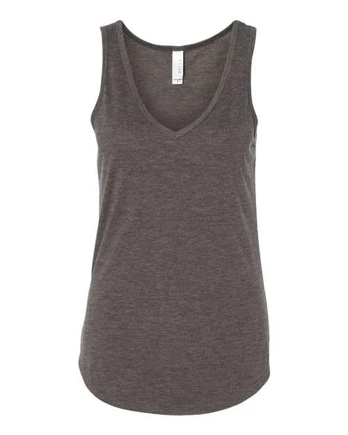 Custom Tank Tops For Spring Break-Bella + Canvas 8805 Women's Flowy V-Neck Tank - Dark Grey Heather