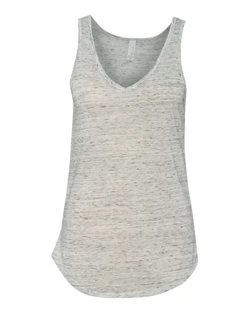 Custom Tank Tops For Yoga Classes-Bella + Canvas 8805 Women's Flowy V-Neck Tank - White Marble