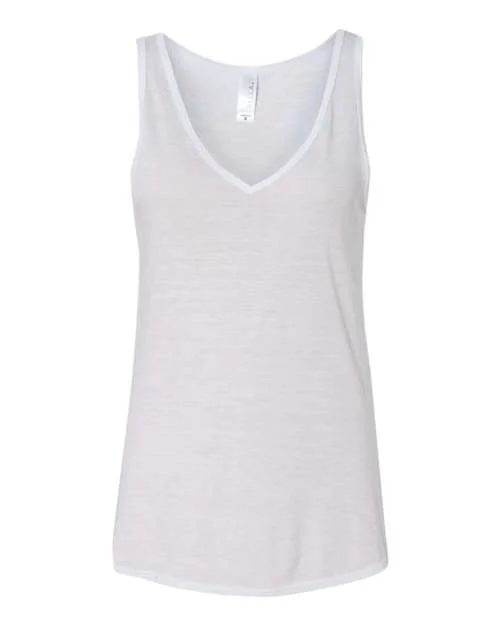 Custom Tank Tops For Special Events-Bella + Canvas 8805 Women's Flowy V-Neck Tank - White