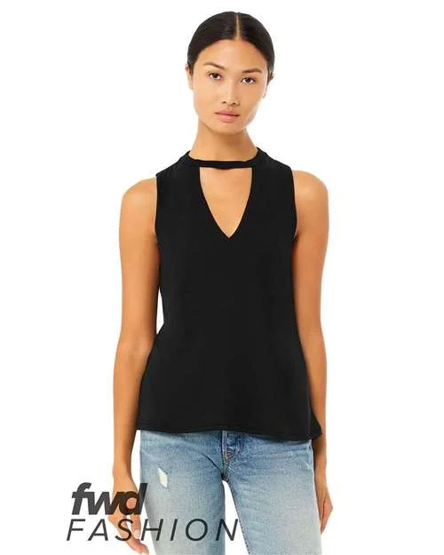 Personalized Tank Tops For Winter Getaways-Bella + Canvas 8808 FWD Fashion Women's Flowy Cut Neck Tank - Black