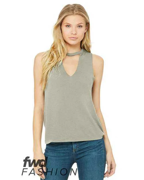 Personalized Tank Tops For Stylish Looks-Bella + Canvas 8808 FWD Fashion Women's Flowy Cut Neck Tank - Heather Stone