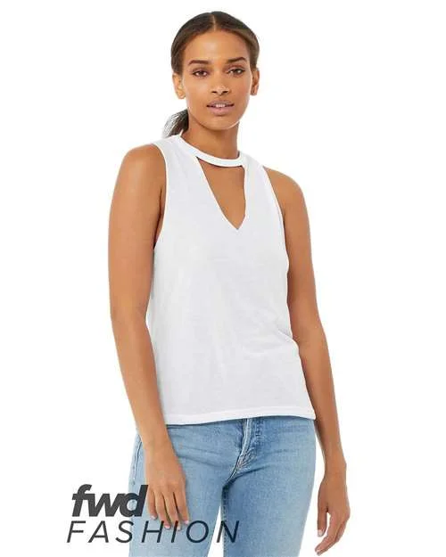 Custom Tank Tops For Holiday Wear-Bella + Canvas 8808 FWD Fashion Women's Flowy Cut Neck Tank - White