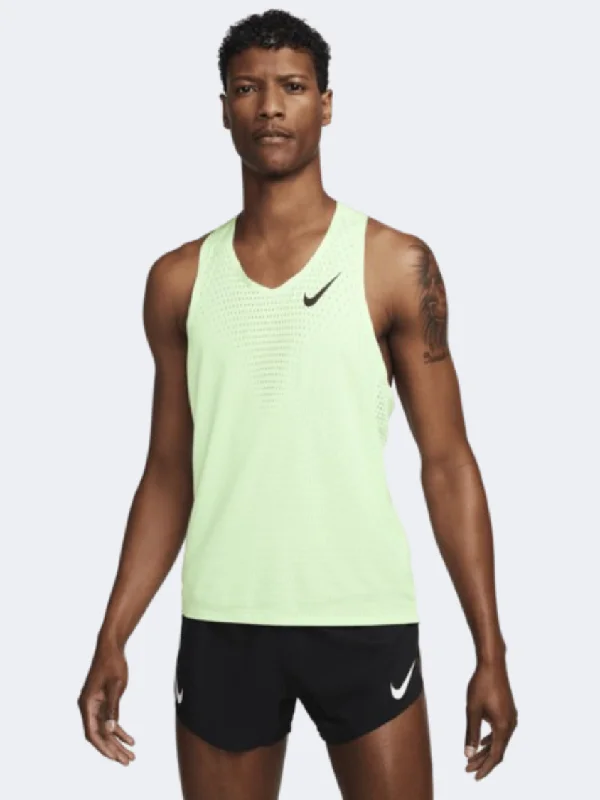 Personalized Tank Tops For Active Wear-Nike Df Advantage Aeroswift Men Running Tank Vapour Green/Black