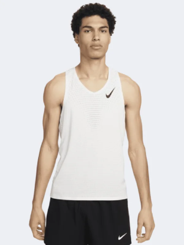 Custom Tank Tops For Fun Activities-Nike Df Advantage Aeroswift Men Running Tank White/Black