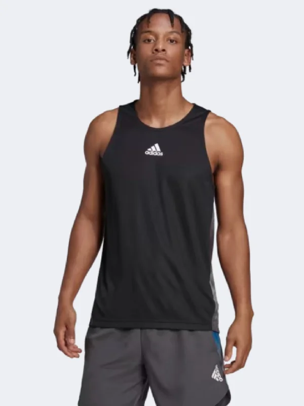 Personalized Tank Tops For Team Sports-Adidas Hiit Men Training Tank Black